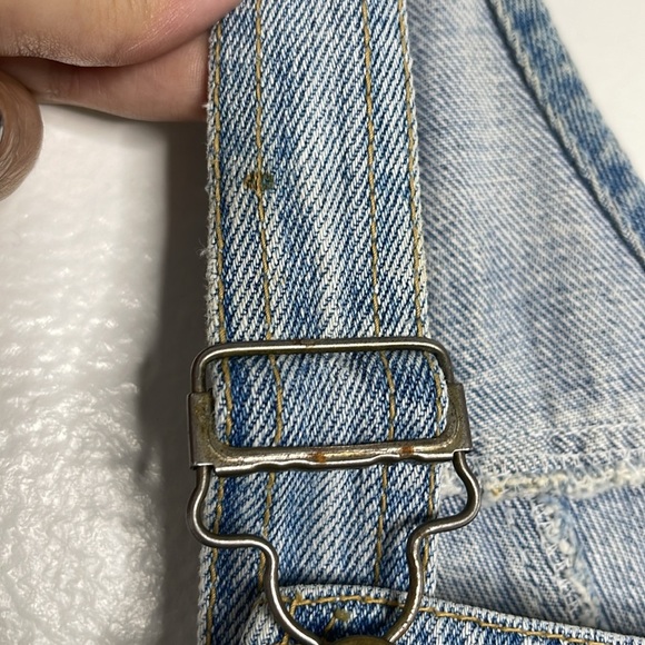 80’s Vintage Guess Jeans Denim Bib Skirt Overalls Frayed Hem Size 4 - Picture 4 of 9